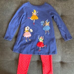 EUC Mini Boden Leggings Long Sleeve Shirt Matching Set Size 5-6